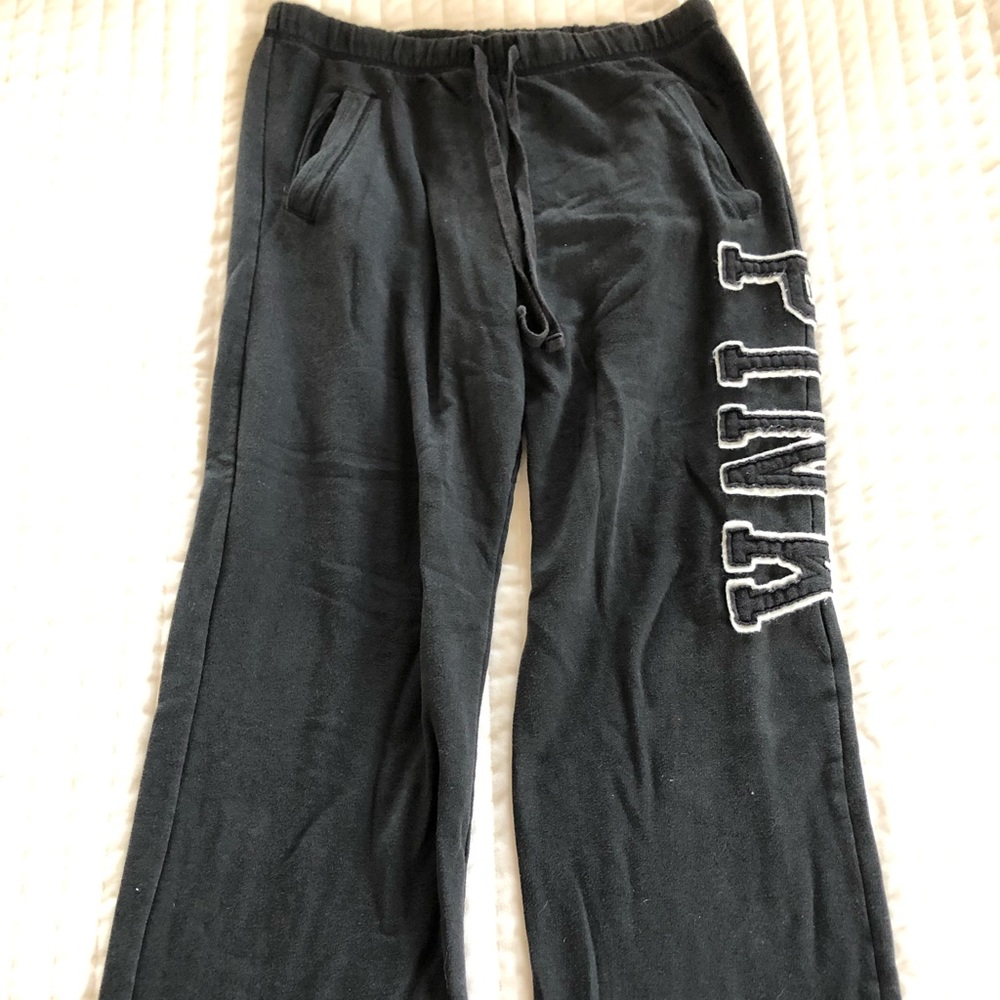 Pink Drawstring Black Sweatpants